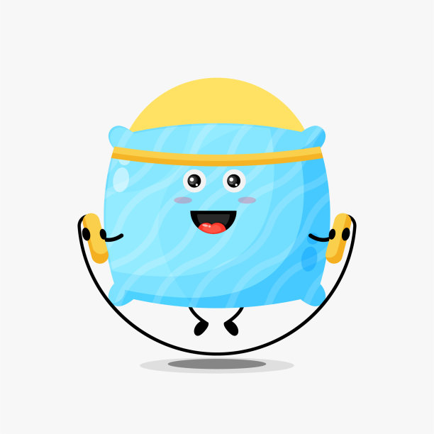 可爱的枕头人物在跳绳图片下载