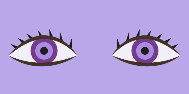 卡通风格的紫色眼睛。图片下载