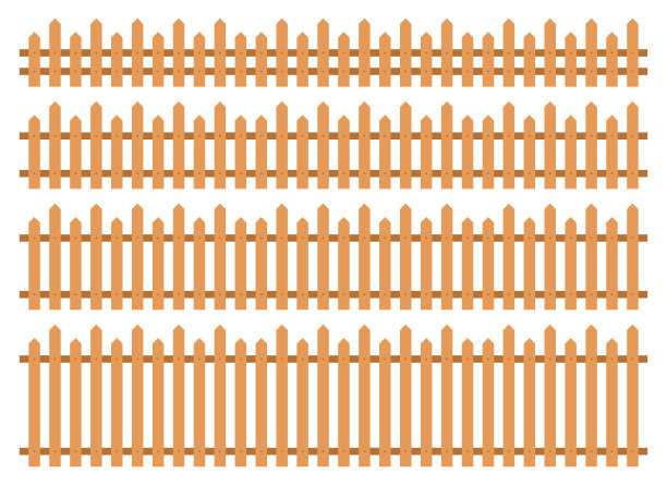 木栅栏在平面风格矢量插图孤立的白色图片下载