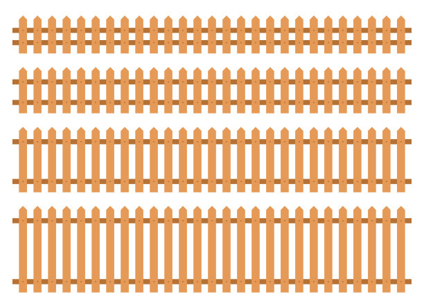 木栅栏在平面风格矢量插图孤立的白色图片下载