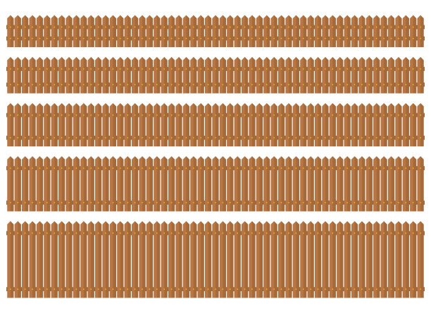 木栅栏在平面风格矢量插图孤立的白色图片下载