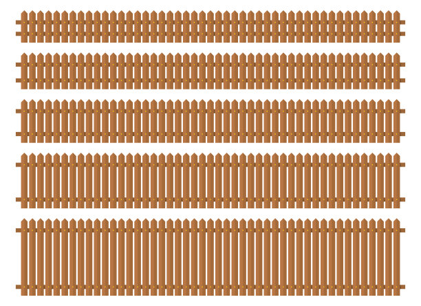 木栅栏在平面风格矢量插图孤立的白色图片下载