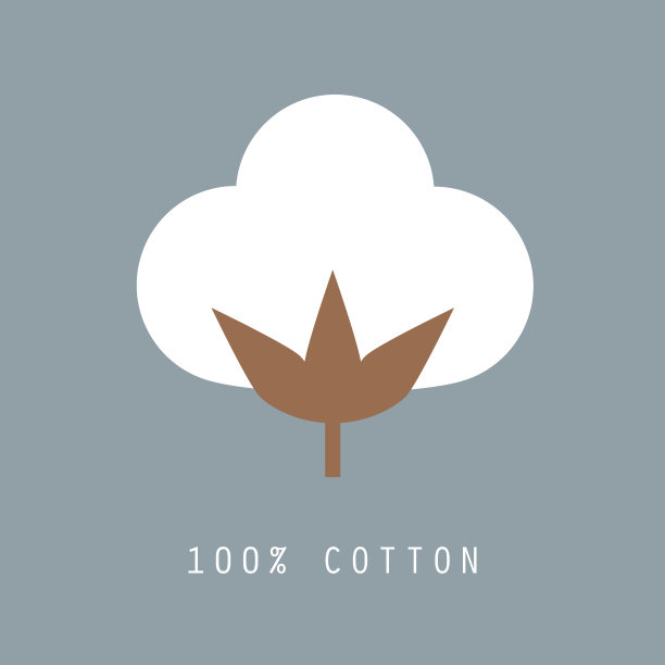 100%天然有机棉图标。矢量徽章，标志或标签。简约的插图风格。采购产品棉花，棉花，棉球，棉签图片下载
