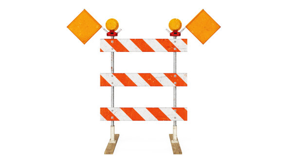 隔离在白色背景上的路障建设边界。3 d渲染,插图。图片下载