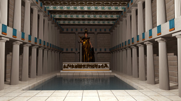 帕台农神庙里雅典娜女神的雕像图片下载