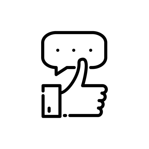 拇指与语音气泡线图标。食指线图标。拳头，酷，好，方向，好，大拇指向上，挥手。聋人的手势概念。白色背景上的矢量黑线图标图片下载