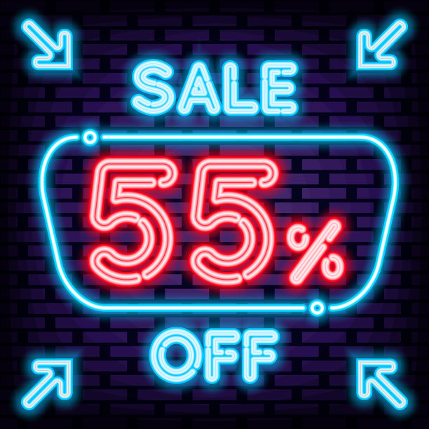 出售霓虹报价55%。霓虹灯脚本。晚上advensing。图片下载