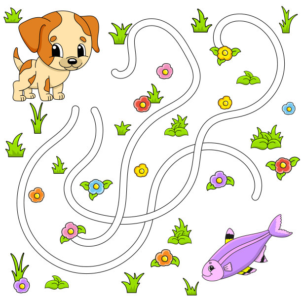 为孩子们设计的有趣迷宫。对儿童拼图。卡通人物。迷宫难题。颜色向量插图。找到正确的道路。图片下载