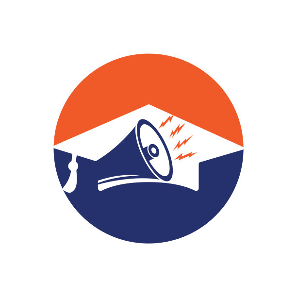 扩音器与毕业帽图标设计图片下载