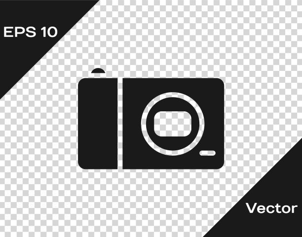 黑色照片相机图标隔离透明图片下载