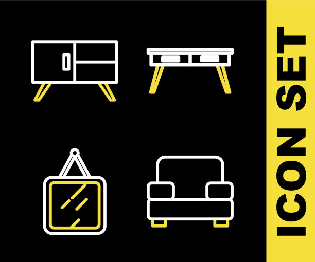 设线办公办公桌扶手椅镜子和衣柜图片下载