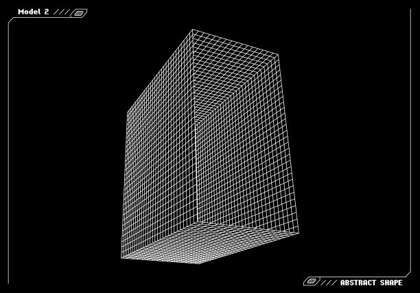 抽象的三维线框形状或具有开放边缘的基本元素。科学技术几何抽象与变形形状。图片下载