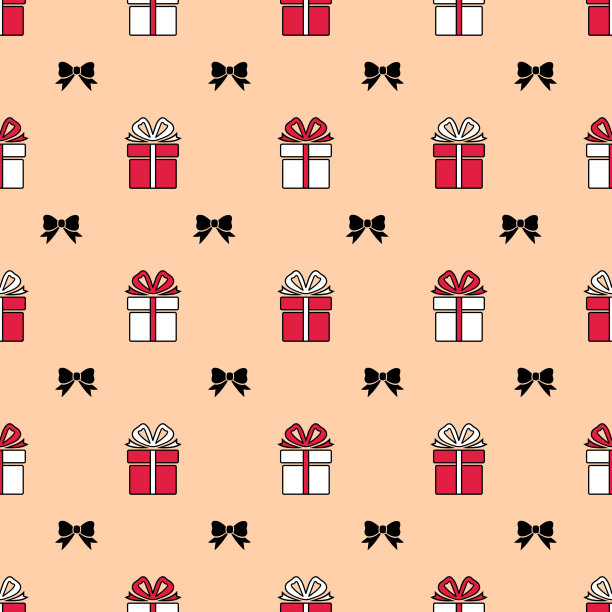 节日冬季无缝模式的礼品盒和蝴蝶结为圣诞节和新年。图片下载