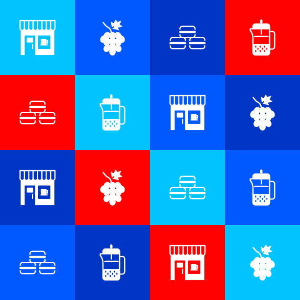 咖啡厅设葡萄水果马卡龙饼干和图片下载