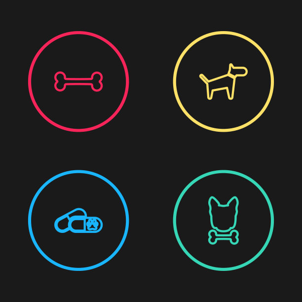 设线狗和药丸骨和图标图片下载