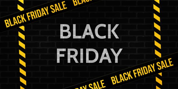 黑色星期五销售横幅。黑色的砖墙和警察警告带出售文字。出售。矢量图图片下载