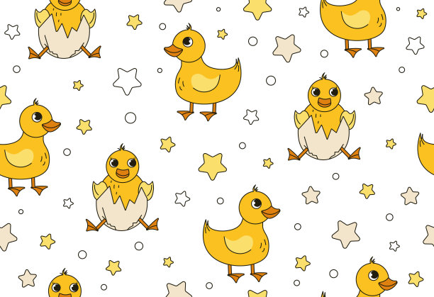 小鸭子的图案无缝衔接图片下载