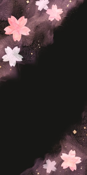 春竖日暗模板。酒精墨波，大理石樱花，金光闪闪。晚上花见的概念。图片下载