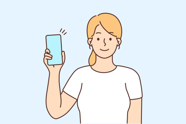 微笑的妇女展示了带模型屏幕的牢房图片下载