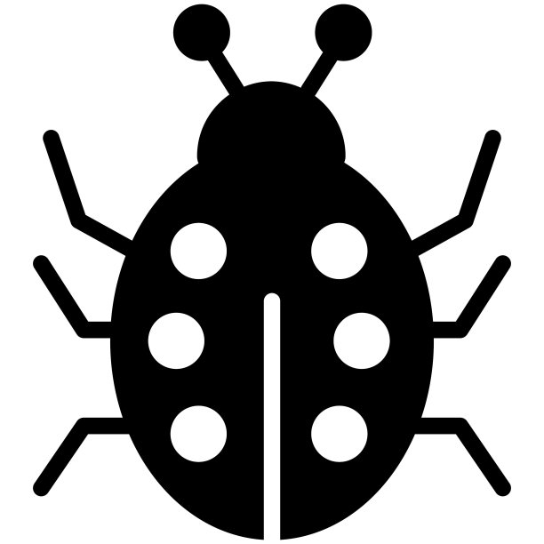 瓢虫剪影，黑色雕文图标。图片下载