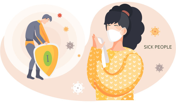 裹着餐巾感冒，戴着口罩防止冠状病毒传播的女孩生病了图片下载