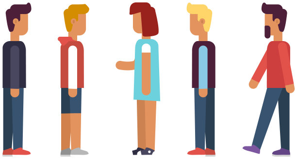 一群人排队，站在一起等待。男人和女人排队交流图片下载