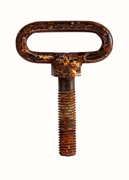 带有螺纹和手柄的大型生锈螺丝图片下载