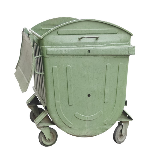 带轮子的绿色垃圾桶图片下载