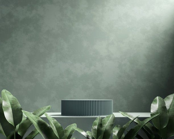 具有植物产品展示背景的三维渲染平台平台图片下载