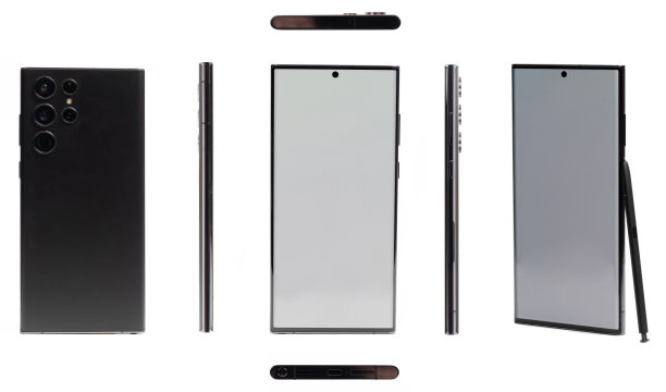 不同视角的黑色现代智能手机图片下载