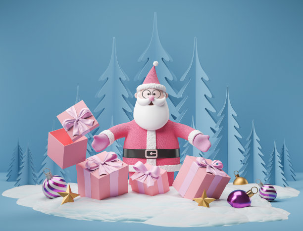 圣诞快乐，圣诞老人，带平台进行产品展示，3d渲染图片下载