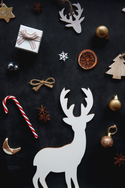 圣诞装饰，礼物和驯鹿图片下载