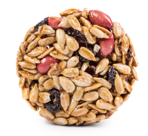 用蜜饯烤花生和葵花籽做成的饼干。图片下载