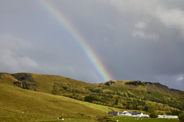 Skógafoss冰岛南海岸的彩虹图片下载