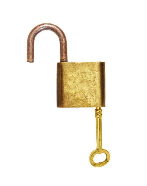 锁和钥匙隔离在白色背景图片下载