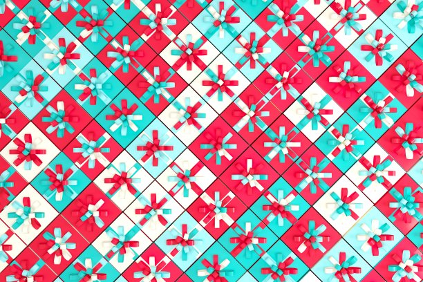 彩色粉色和蓝色粉彩礼盒顶部视图平铺。图片下载