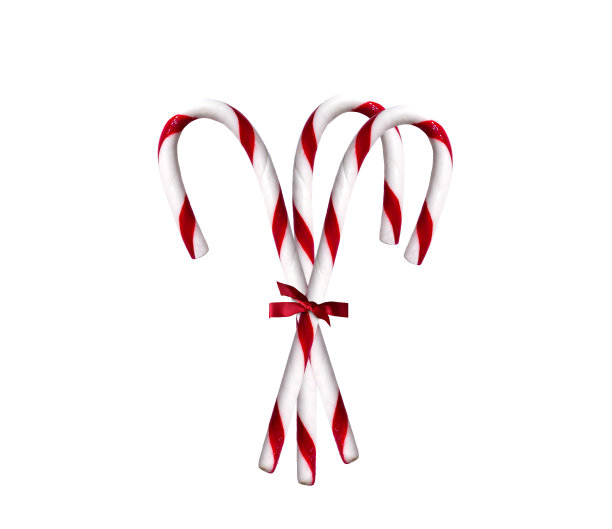 用红色蝴蝶结系在白色上的拐杖糖图片下载