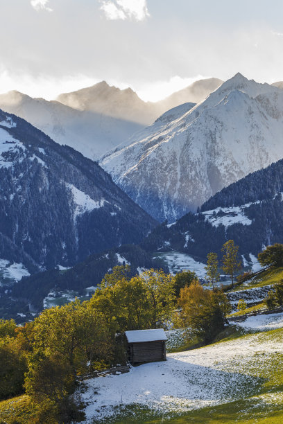 令人敬畏的景色在高山景观与雪山图片下载