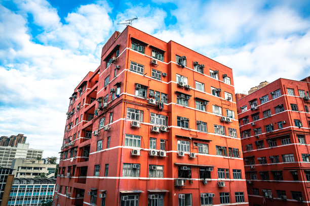 中国香港拥挤的住宅公寓楼图片下载