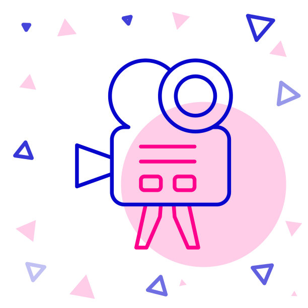 线复古电影相机图标孤立的白色图片下载