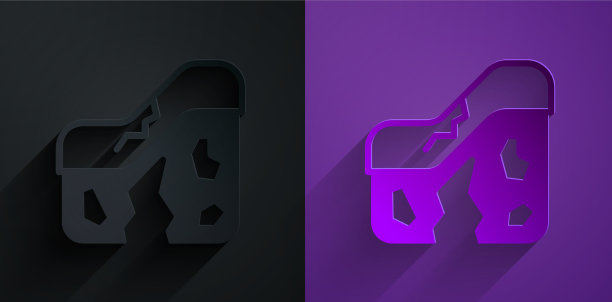 剪纸地质断层图标隔离在黑色图片下载