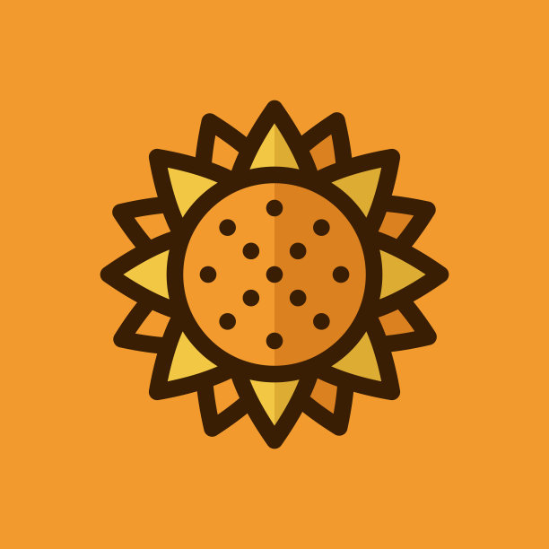 向日葵矢量图标。创意几何向日葵标志设计。线性向日葵图标。矢量图图片下载