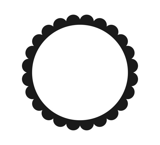 圆扇形的框架。扇形边缘圆形。简单的标签和贴纸形式。花朵轮廓花边框架。重复可爱的复古褶边装饰。矢量插图孤立在白色背景上图片下载