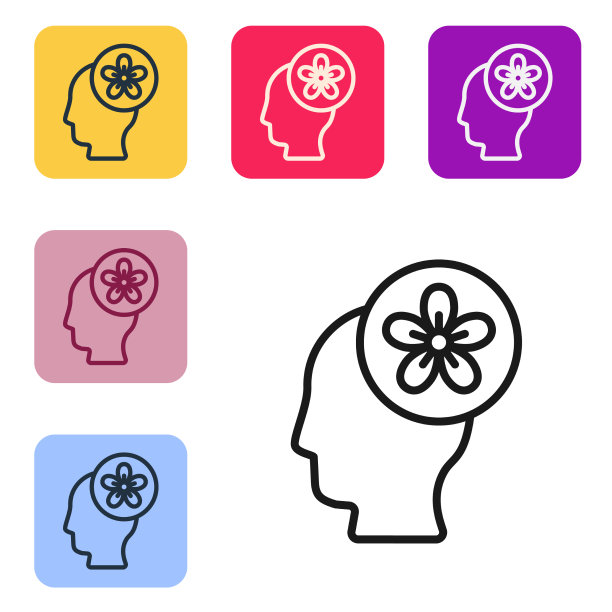 黑线人头与花里面的图标图片下载