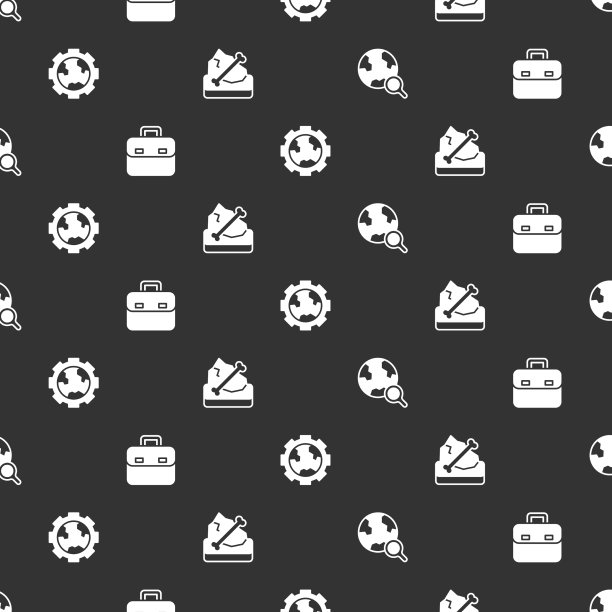 把放大镜与地球仪公文包齿轮图片下载