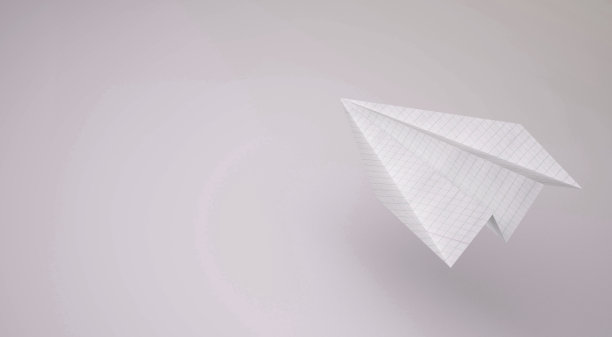 白色的纸飞机，白色背景的3D渲染，复制空间图片下载