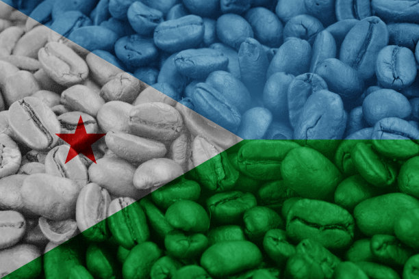 吉布提国旗背景咖啡豆图片下载