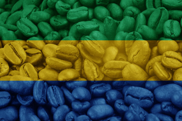 加蓬国旗背景咖啡豆图片下载