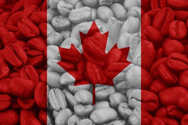 加拿大国旗背景咖啡豆图片下载