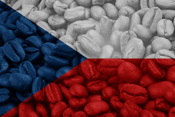 捷克共和国国旗背景咖啡豆图片下载